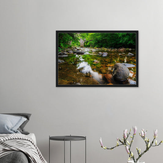 Framed canvas of Newbridge over the River Dart in Dartmoor