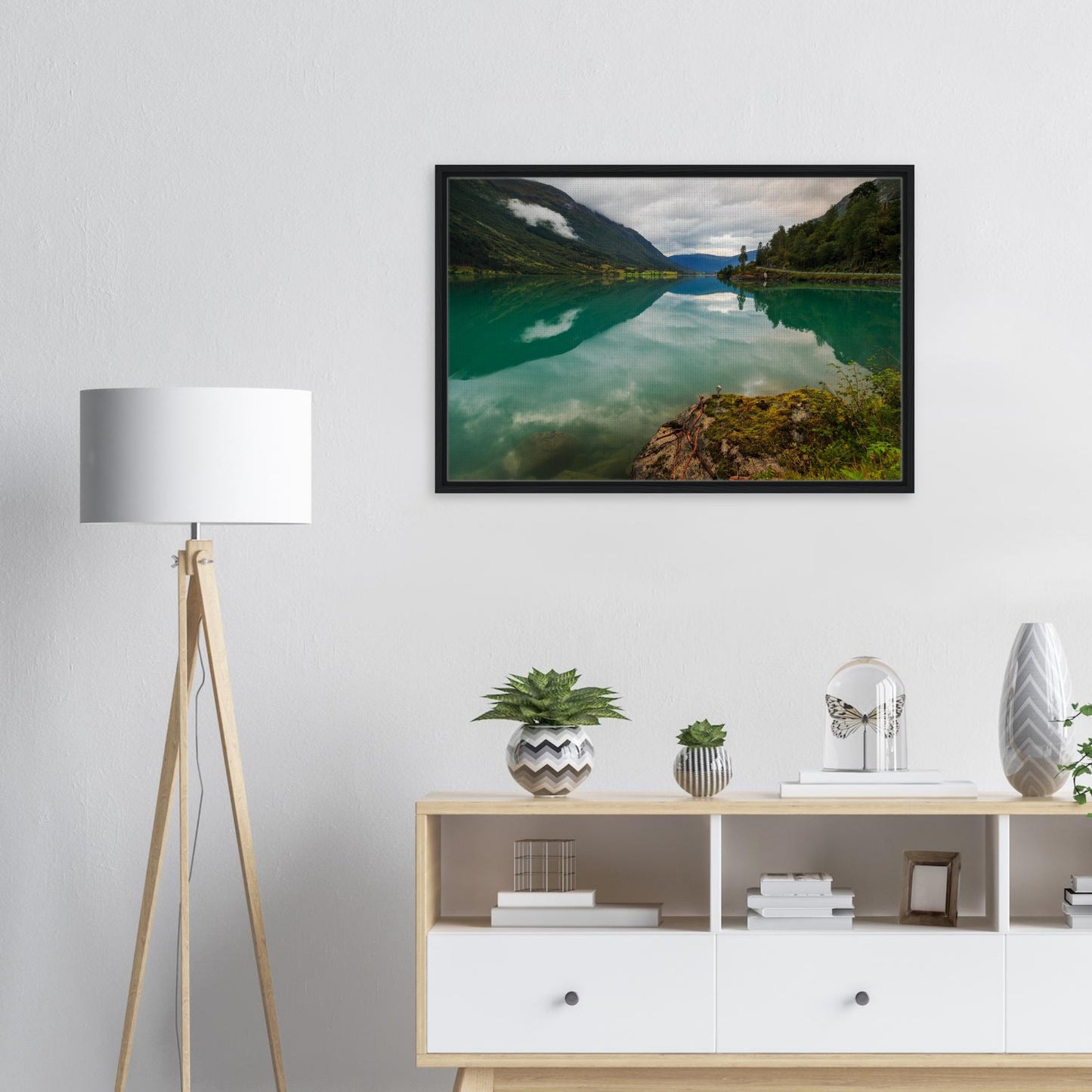 Oldevatnet framed canvas showing pristine nature and calm