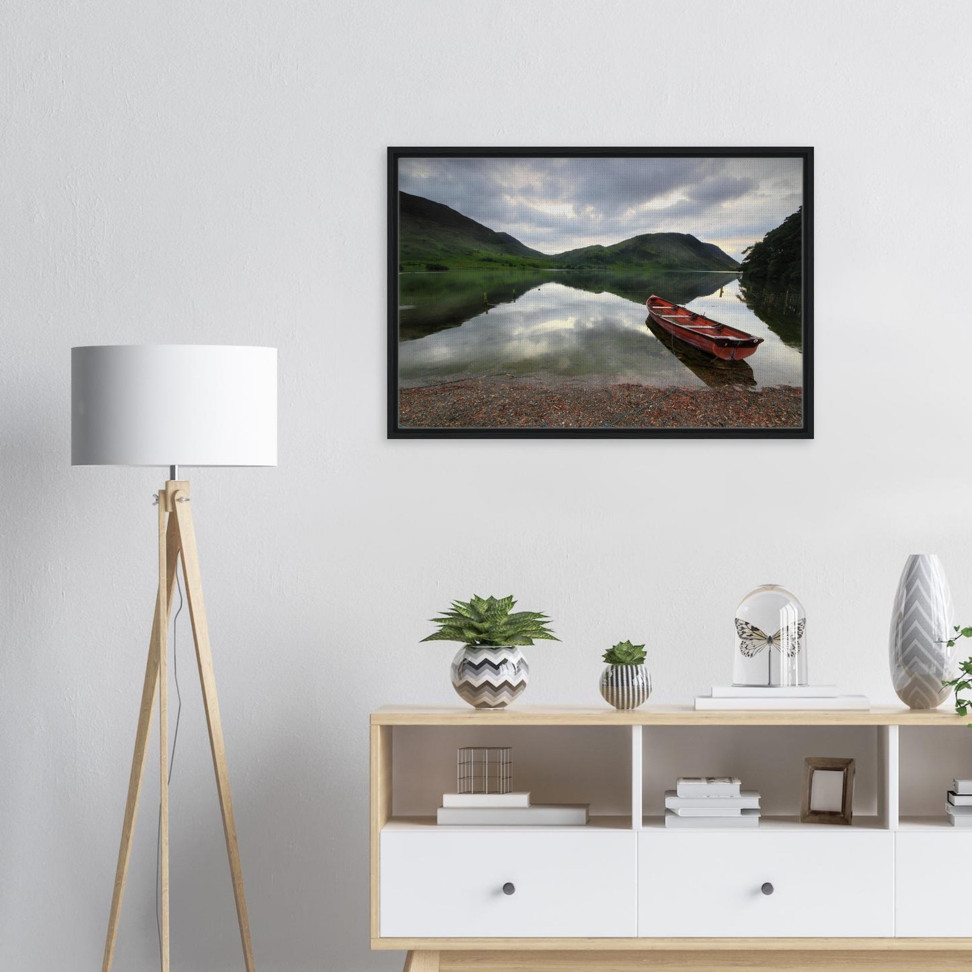 Framed canvas capturing stillness and solitude at Crummock Water