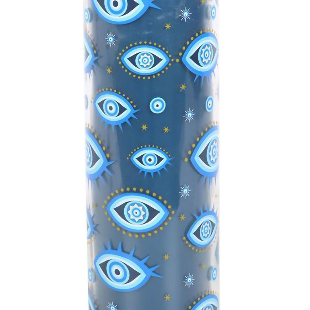 Dark blue candle with floral scent and spiritual design