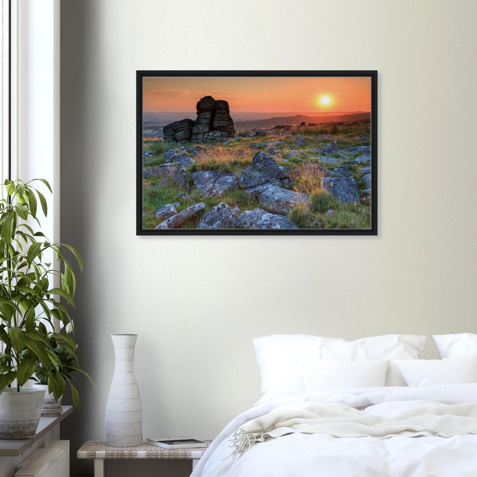 Timeless Dartmoor sunset with Leeden Tor in framed art