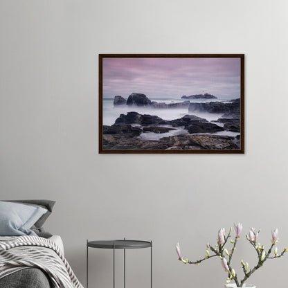 Cornwall seascape with lighthouse in long exposure canvas art