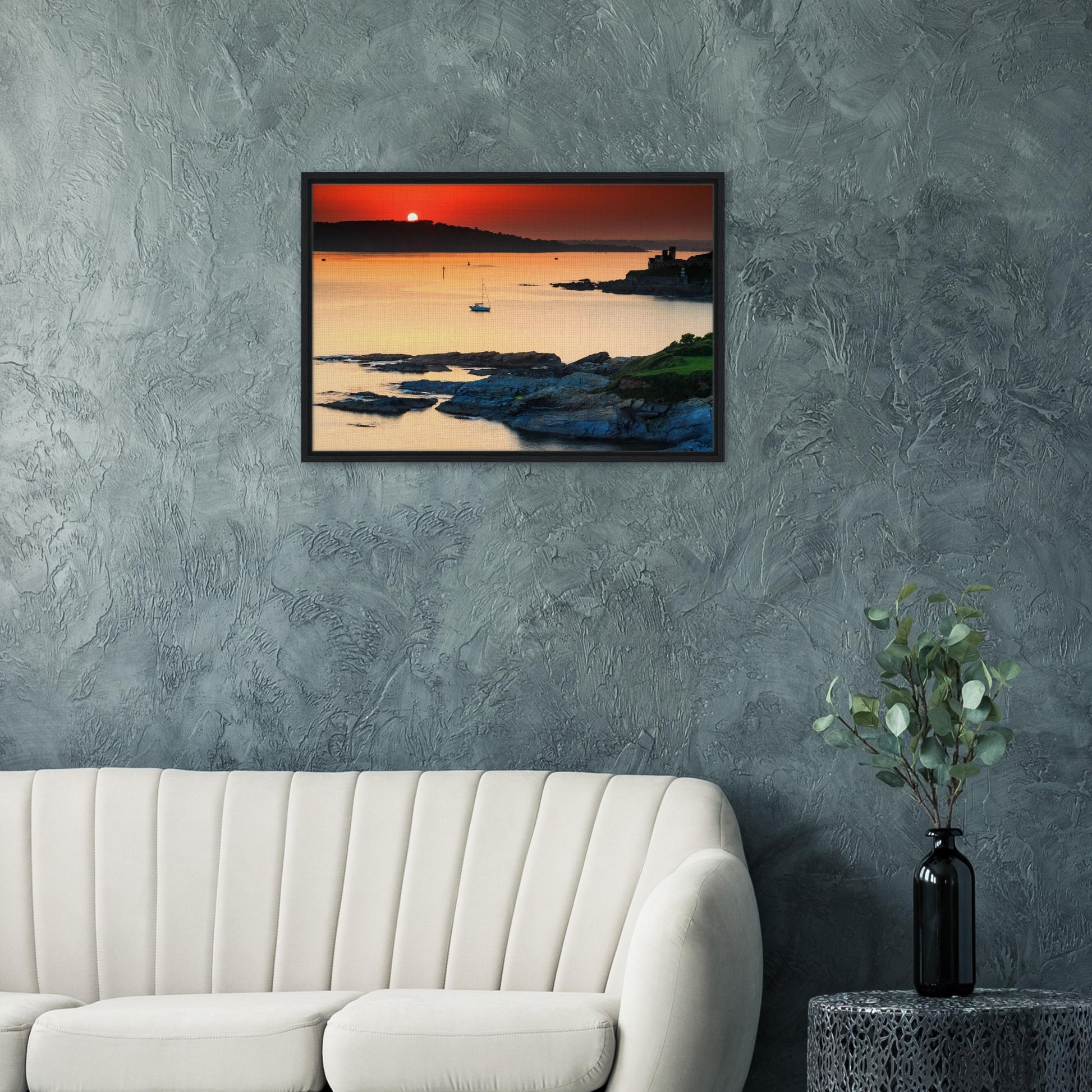 Framed canvas capturing Plymouth Sound at the day’s end