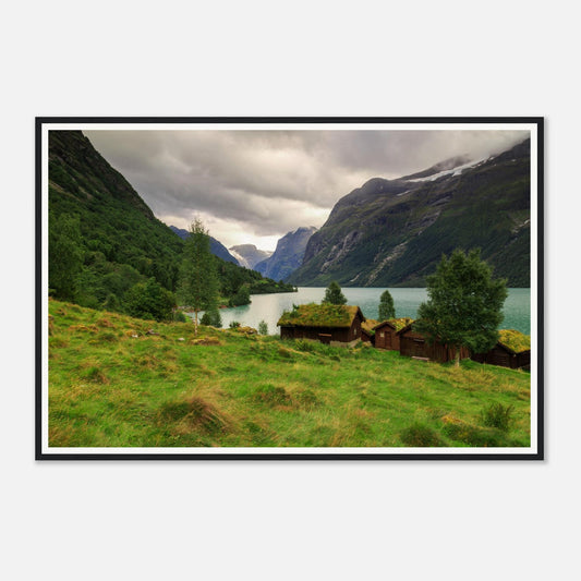 Scenic Norwegian valley framed wall art of Lodalen landscape