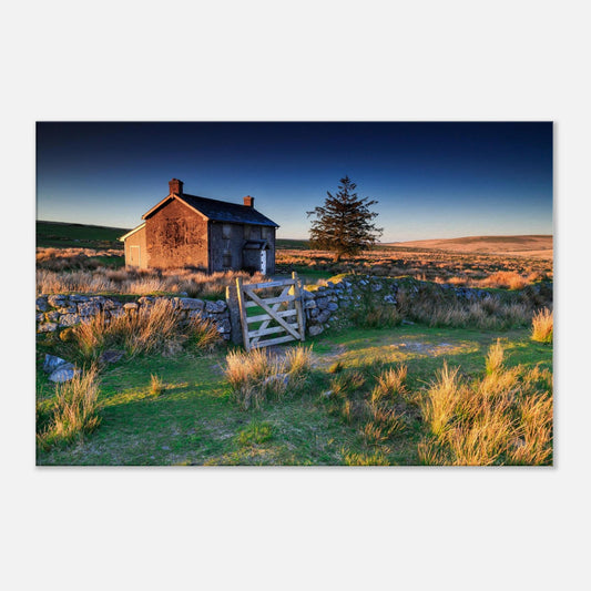 Dartmoor moorland bathed in golden light at Nun’s Cross Farm, canvas wall art.