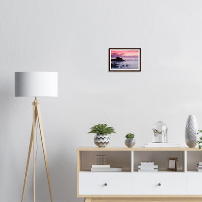 Evening coastal scene in Guernsey framed wall art with lighthouse