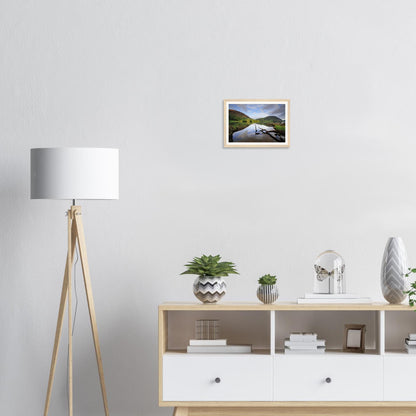 Crummock Water framed wall art with branch and mirrored water