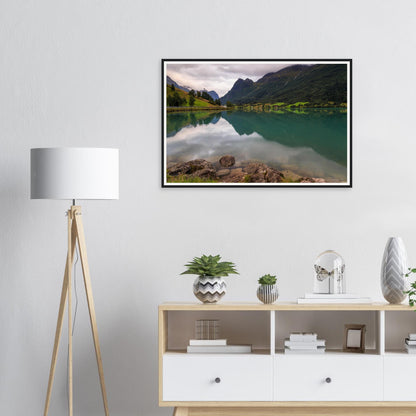 Framed print of Lake Floen in Norway with tranquil reflections