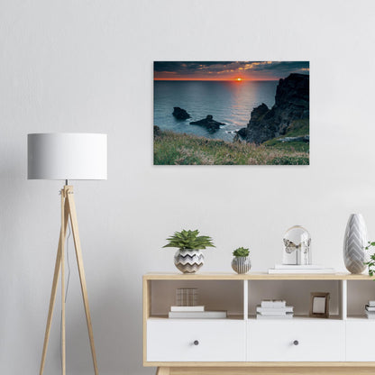 Warm sunset colours over Cornwall coast in fine art print