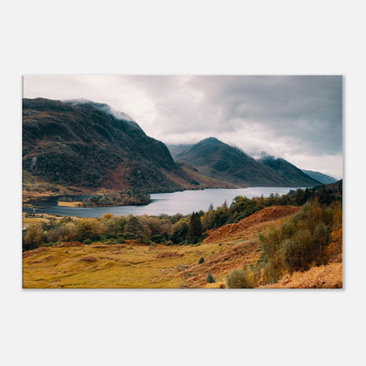 Autumn landscape of Loch Shiel in Scotland captured on canvas