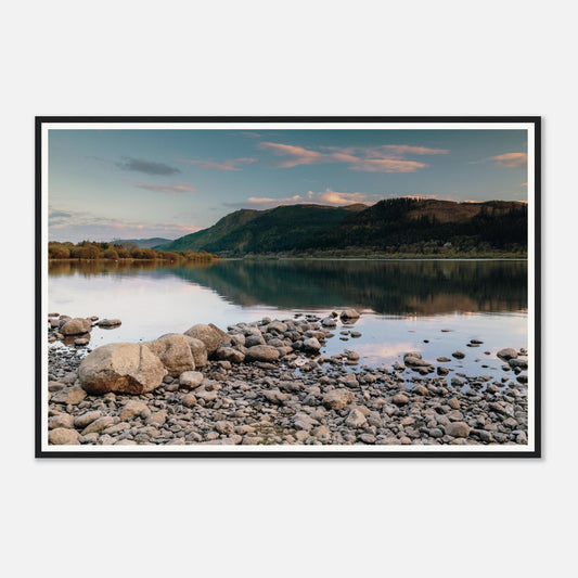 Scenic framed wall art of Bassenthwaite Lake at dusk