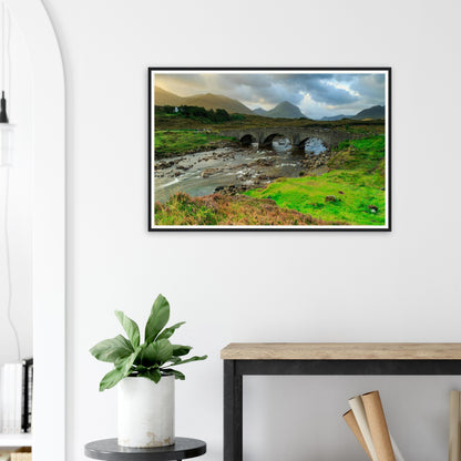Framed wall art of Sligachan Old Bridge landscape in the Highlands