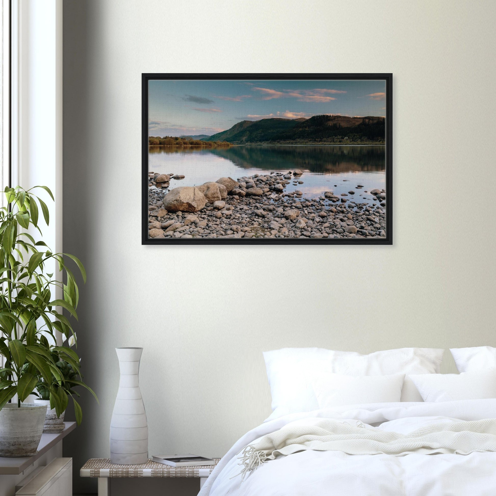 Calm Lake District seascape of Bassenthwaite at day’s end