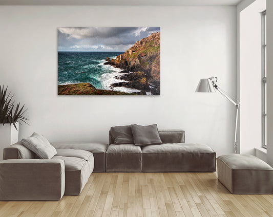 Printable wall art of Cornish tin mine above the Atlantic