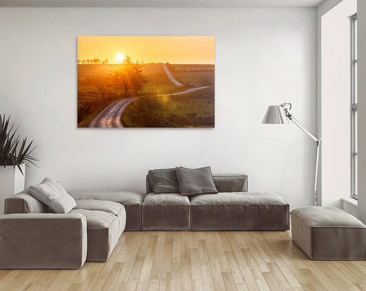 Printable wall art of Devon countryside road at sunrise