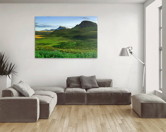 Printable wall art of Scottish Highlands rolling hills and peaks