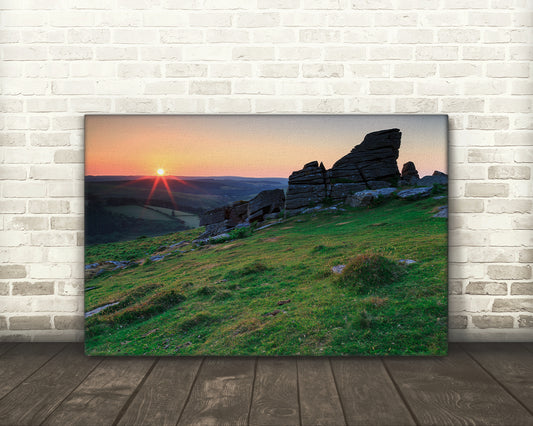 Digital download of Yar Tor Dartmoor granite outcrops at sunset