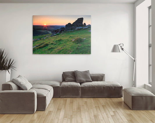 Printable wall art of Devon moorland and rocky tors