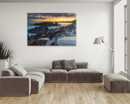 Printable photo of rocky coastline at Whitsand Bay Cornwall