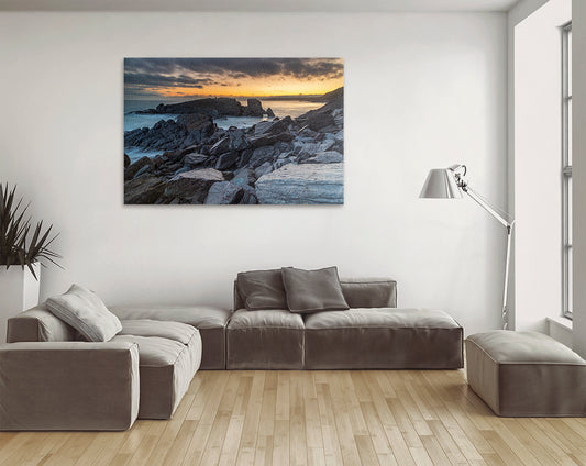 Printable photo of rocky coastline at Whitsand Bay Cornwall