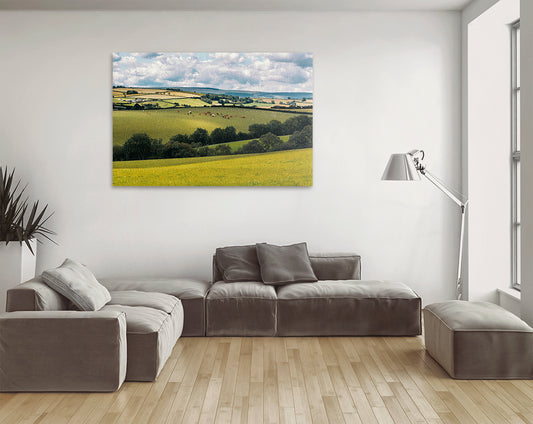 Devon countryside patchwork fields printable wall art