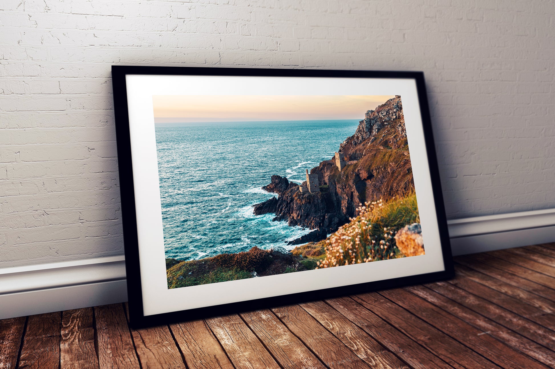 Botallack Crown Mines at sunset Cornwall coast