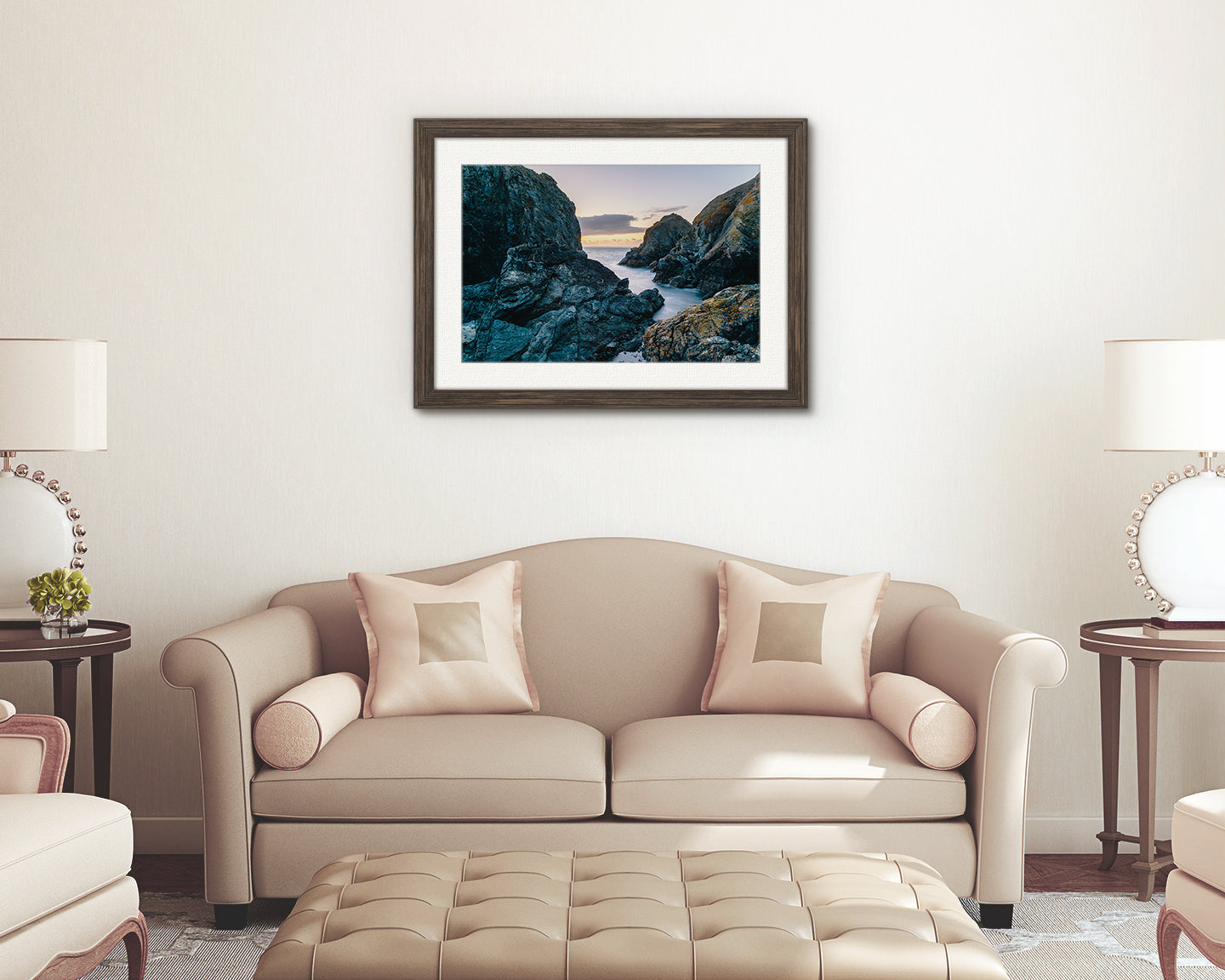 Atlantic ocean cliffs at Mullion Cove sunset