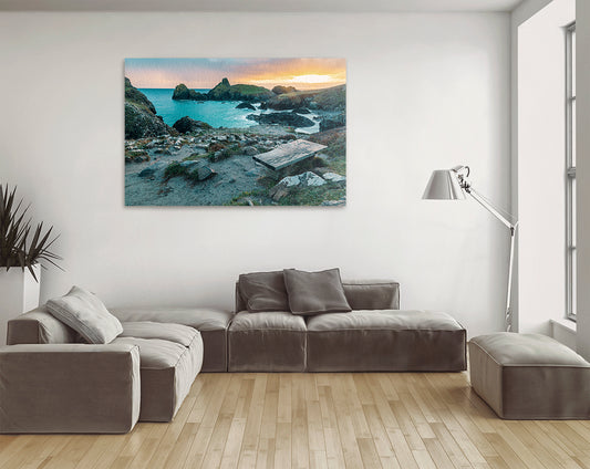 Kynance Cove golden hour coastal cliffs photo