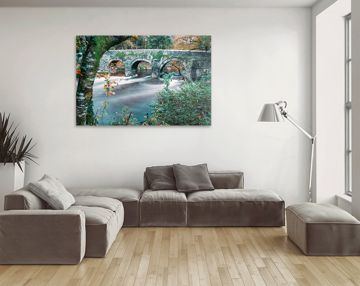 Historic stone bridge over River Plym photograph