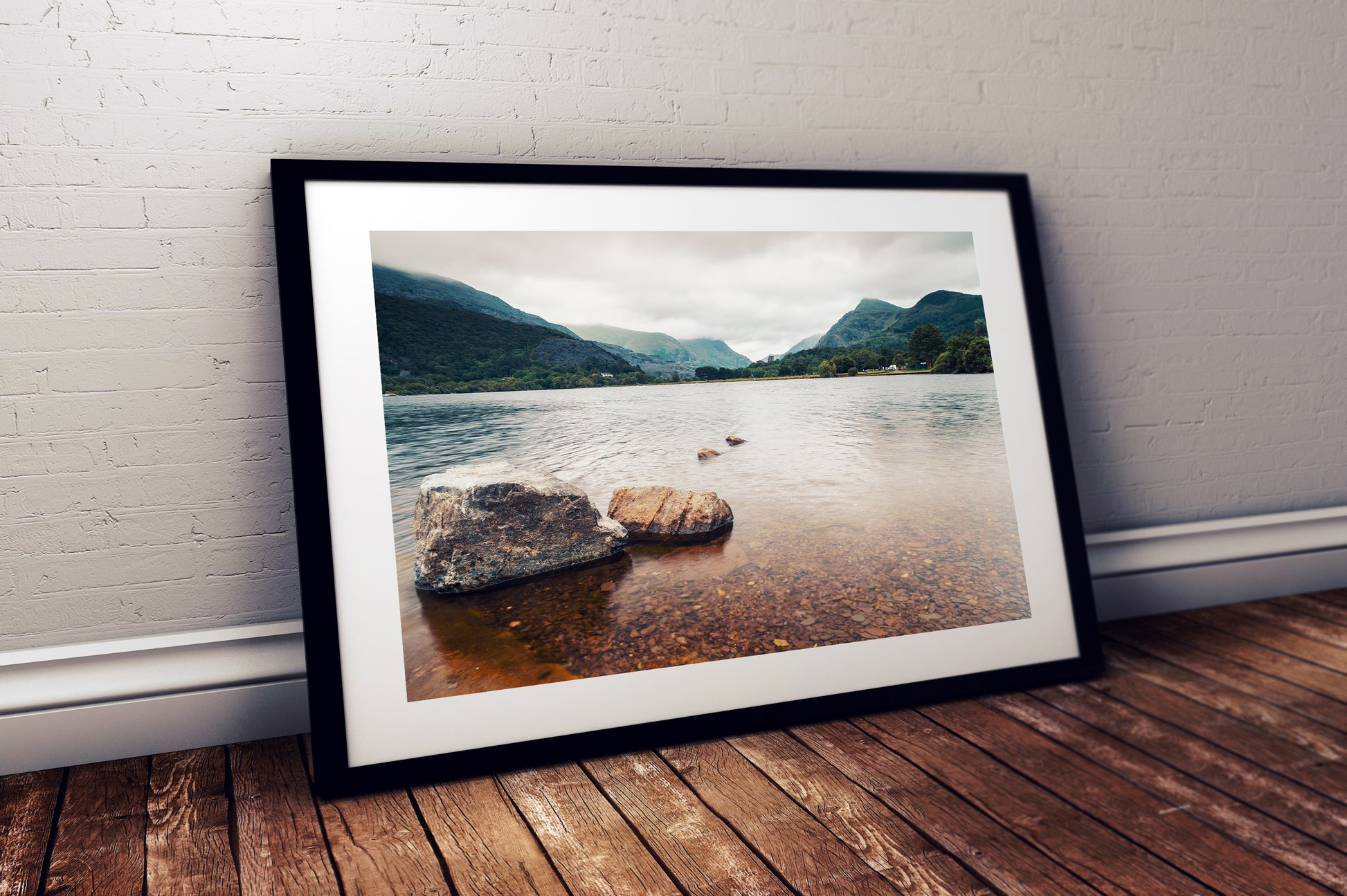 Tranquil waters and mountains Snowdonia Wales