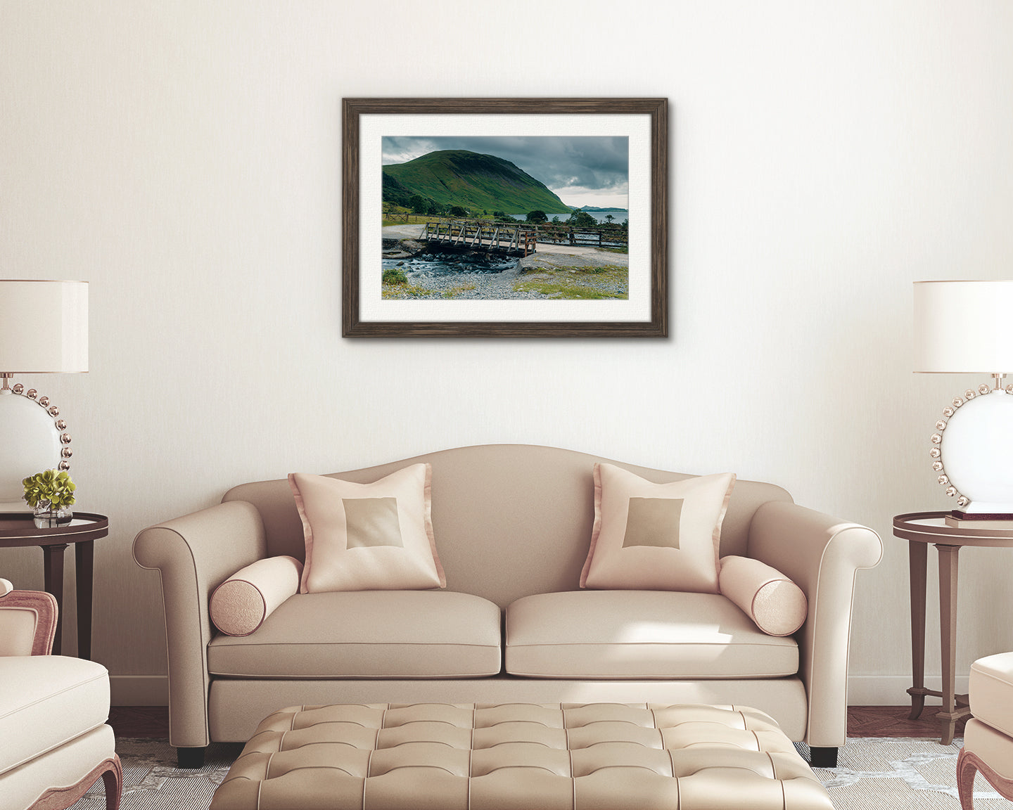 Dramatic fells and bridge scene Wasdale Lake District