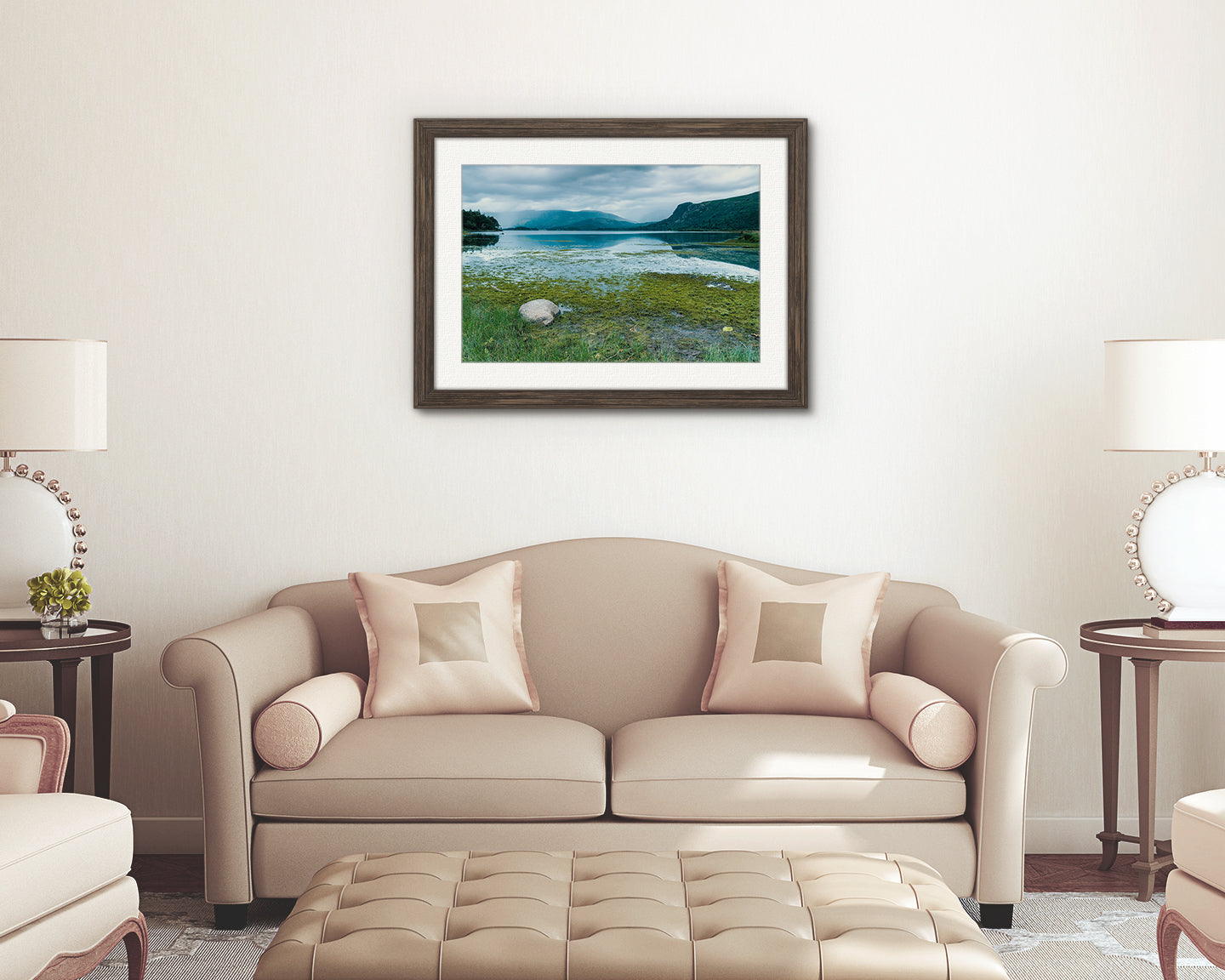 Grassy wetland foreground Derwentwater view