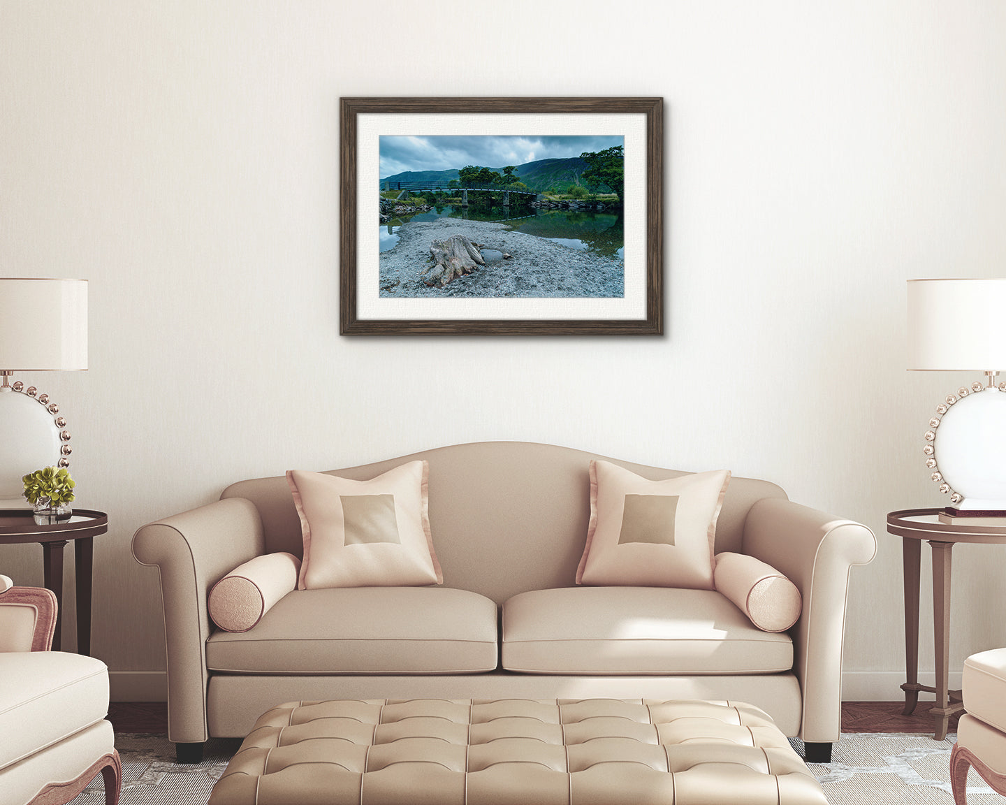 Rustic bridge and fells Derwentwater landscape photo