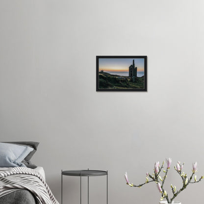 Wheal Owles canvas print with dramatic sunset backdrop