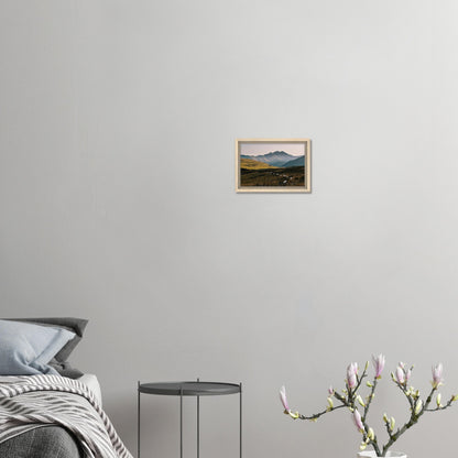 Framed landscape art of Snowdonia sheep at sunset