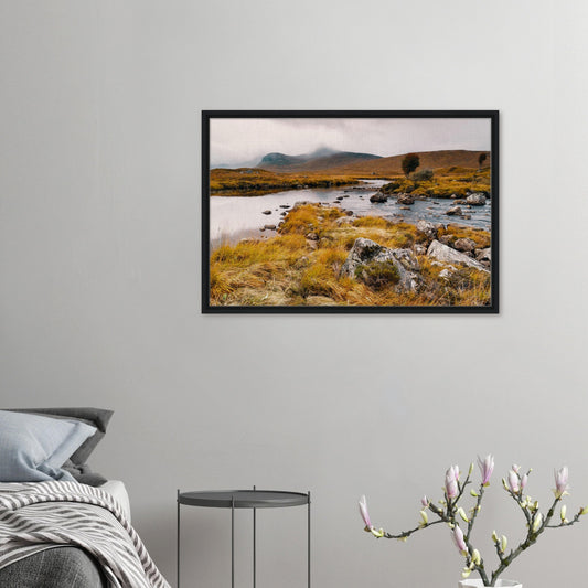 Framed canvas of Loch Ba on Rannoch Moor