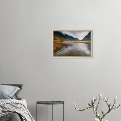 Grassy loch shoreline in Scotland canvas