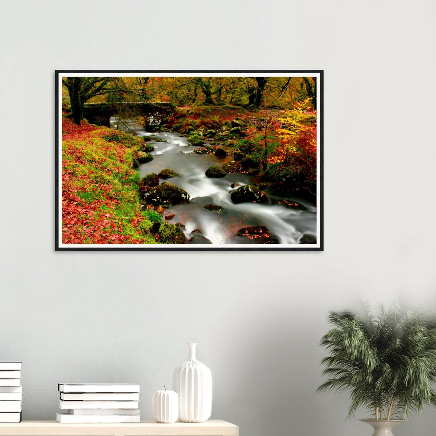 Framed print of Dartmoor woodland bathed in autumn colours
