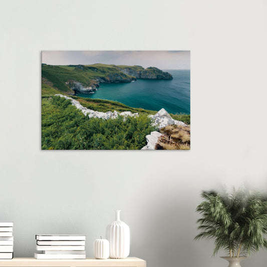 Trethevy Tintagel canvas print with rugged Cornish cliffs