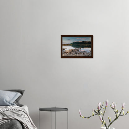 Serene Cumbria lake scene with pastel dusk hues