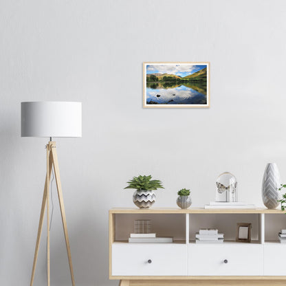 Peaceful framed art of Buttermere with stone-skip ripples