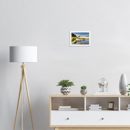 Scenic framed wall art of Austria’s Panoramabahn with pond reflections