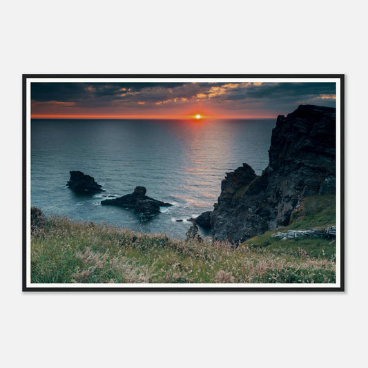 Scenic framed wall art of Trethevy Tintagel at dusk