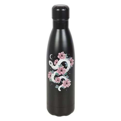 Floral Snake Water Bottle with 500ml capacity, screw-top lid, suitable for hot and cold beverages.