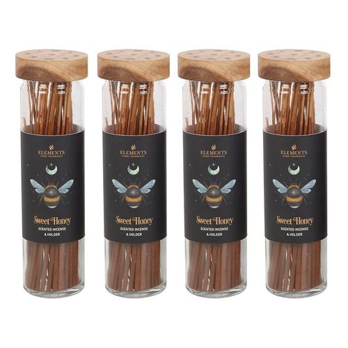 Forest Bee honey incense set with wooden lid holder and mystical design