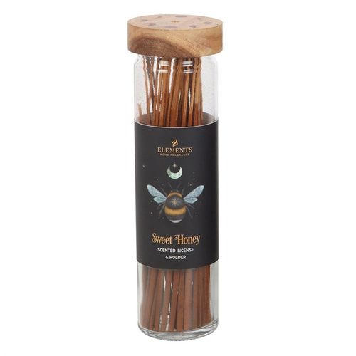 Forest Bee honey incense set with wooden lid holder and mystical design