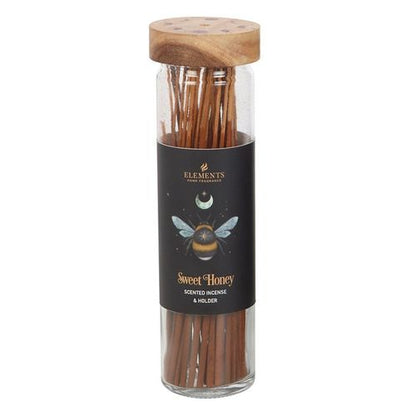 Forest Bee honey incense set with wooden lid holder and mystical design