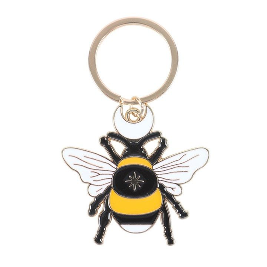 Forest Bee keyring with intricate bee design, perfect for bags or keys.