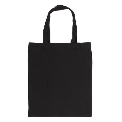 Black cotton canvas tote bag with a delicate forest bee design, perfect for everyday use or shopping.