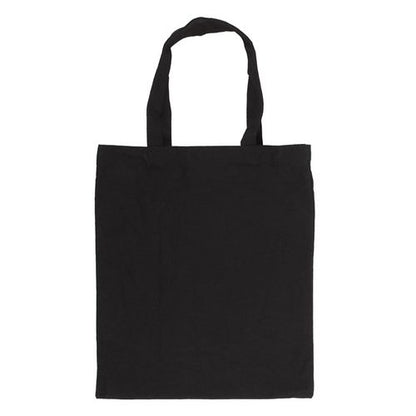 Black cotton canvas tote bag with a delicate forest bee design, perfect for everyday use or shopping.